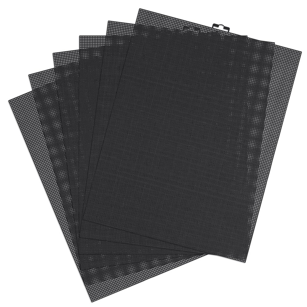 6pcs Plastic Mesh Canvas Sheets, 10 CT Plastic Eye Mesh Sheets for Embroidery Making Divider, Cross Stitch Acrylic Aida Mesh Screen for Yarn Crafts Knit DIY Crochet Projects (13x10inch, Black)