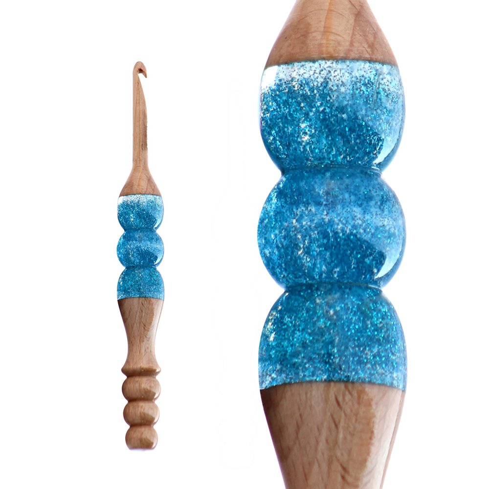 Wooden Ergonomic Soft Handle Crochet Hooks Comfortable Crochet Hooks - Epoxy Resin Crochet Hook Knitting Needle Weave Yarn Craft. (Set of 13 pcs)