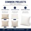 100% Cotton Down Proof Throw Pillow Shell, Empty DIY Cushion Cover for Filling, Pillow Insert Cover, Sew to Close, No Zipper, Solid White, 22x22 view 4