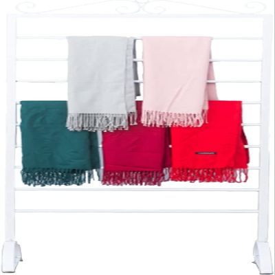 Crafts Ribbon Holder Organizer Rack Wrapping Paper Rack, Craft Ribbon Organizers and Storage Holder 9 Layer Display Stand with Detachable Rod, Modern Floor Scarf Shelf 170cm Tall (Color : White)
