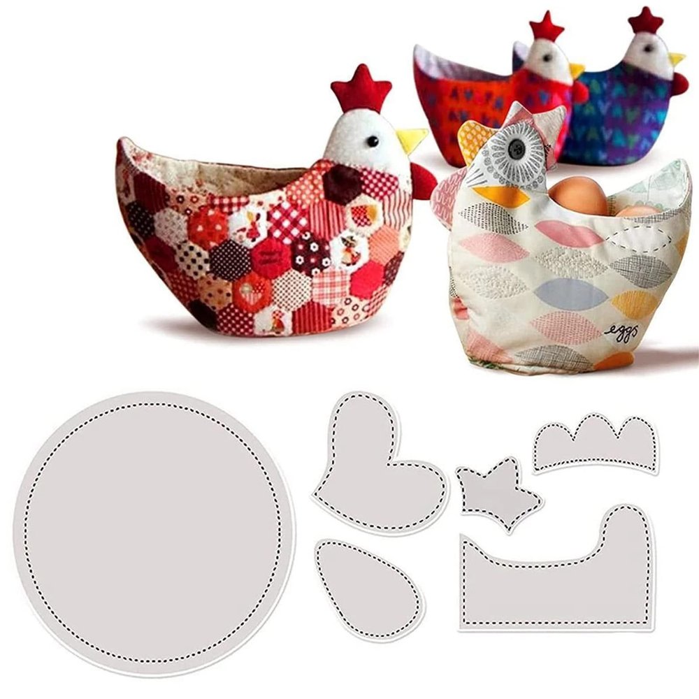 Hen Shape Bowl Cozy Pattern, Easter Chicken Basket, Chicken Basket DIY, Acrylic 6 Pack Quilting Template for Sewing - 8In