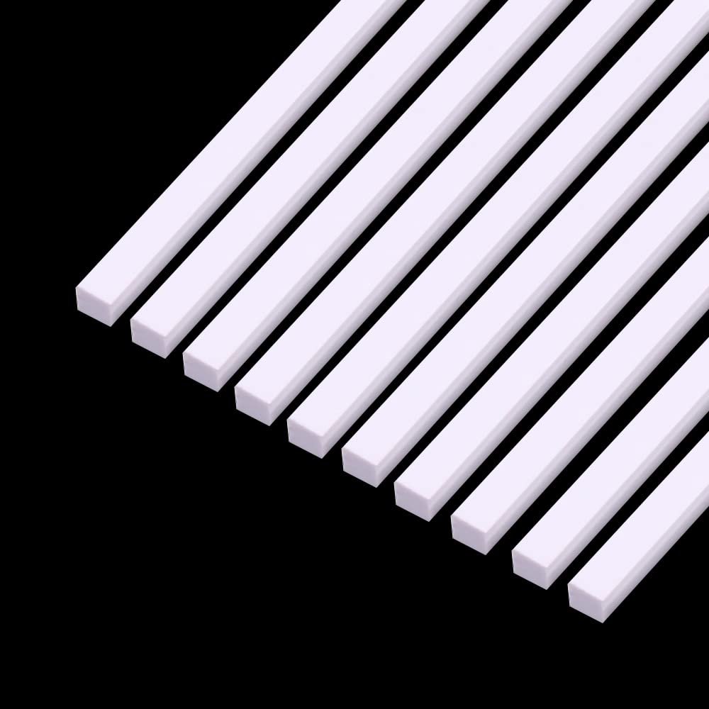 10 Pcs 5x5x250mm White ABS Styrene Plastic Square Bar Rods for DIY Sand Table Model, DIY Scene Making, Building Making