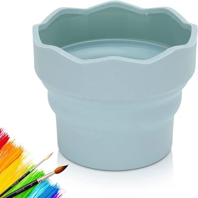 Collapsible Paint Brush Washer, Portable Silicone Washing Bucket Brush Holder Cleaner Painting Water Cup for Watercolor Oil Painting(Blue)