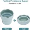 Collapsible Paint Brush Washer, Portable Silicone Washing Bucket Brush Holder Cleaner Painting Water Cup for Watercolor Oil Painting(Blue) view 3