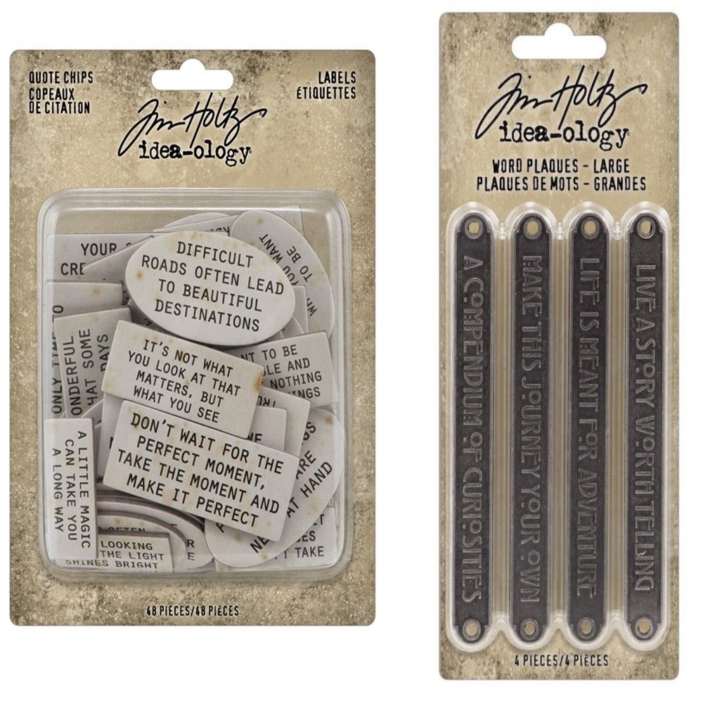 Bundle- Tim Holtz Idea-Ology Quote CHIP Labels th94320 and Word PLAQUES Large th94329 - Spring 2023 Release