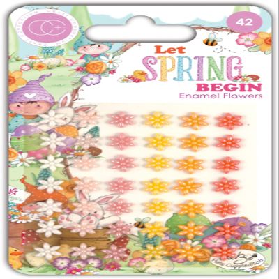 Craft Consortium Adhesive Enamel Flowers 42/Pkg-Let Spring Begin