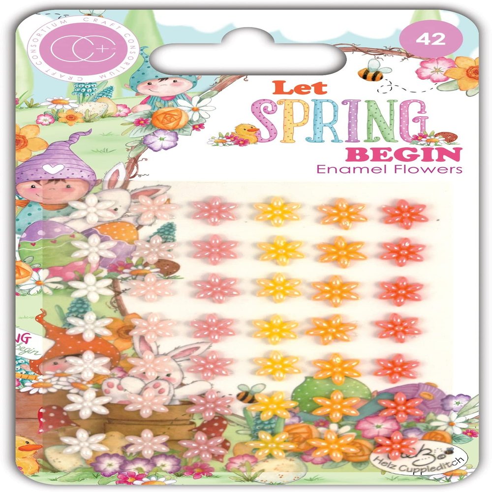 Craft Consortium Adhesive Enamel Flowers 42/Pkg-Let Spring Begin