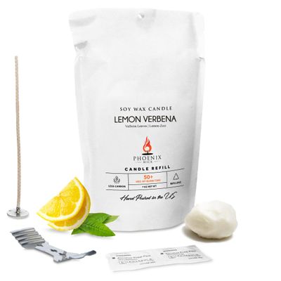 Phoenix Wick Candle Making Kit Transform Anything Into A Candle Candle Making Kit with Wick + 7oz Wax (Lemon Verbena Scent)