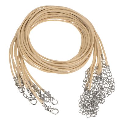 HARFINGTON 10pcs Waxed Necklace Cord Bulk, 23 Inches and 1.5mm Dia Necklace String Rope with Clasp for Pendants, Bracelets, Necklaces, Jewelry Making Beading Supplies, Khaki