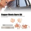 Copper Rivets Burrs Kit, Copper Rivets Fastener Install Setting Tool with Setters, Rust Proof Studs DIY Leather Craft Tool Kits for Clothing Bag Belt for Belts Wallets Collars Leather DIY(Style B) view 3