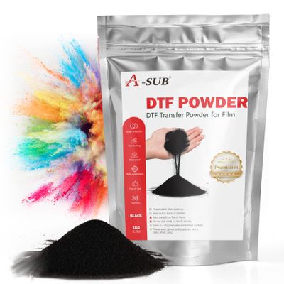 A-SUB DTF Powder, 35.3oz Black DTF Transfer Powder, Hot Melt Adhesive DTF Powder Works with DTF Printers, DTF Transfer Film and Ink for Digital Prints on Dark Color Fabric and Any Material Fabric