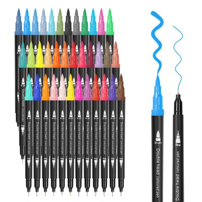 SMOOTHERPRO 48 Dual Markers Brush Pens, Fine Point Art Marker, Double Tip Colored Pen for Adults, Greeting Cards, Coloring, Lettering, Art Suppliers