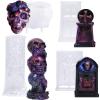 3D Witchy Silicone Molds 4-in-Set Skull Skeleton Tombstone Coffin for Epoxy Resin Candle Aromatherapy Soap Making Wax Plaster Craft Projects view 1
