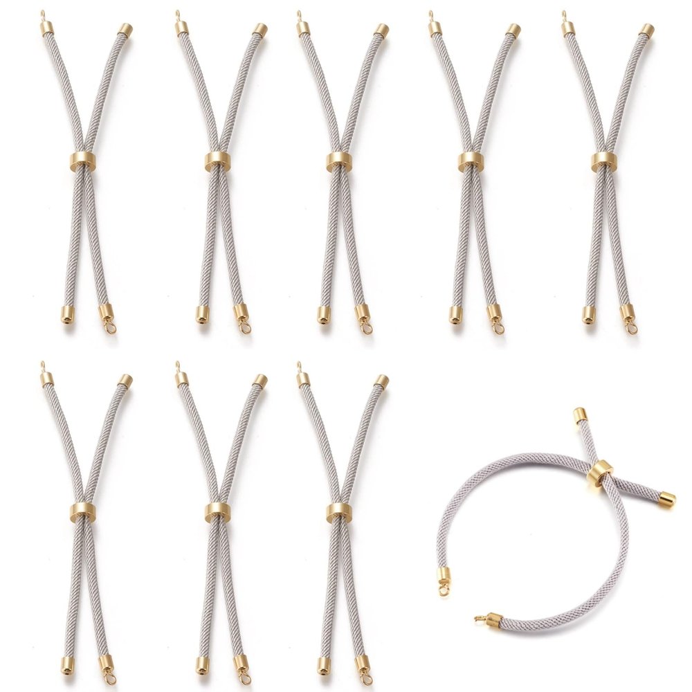 Bestewelry 10Pcs Nylon Twisted Cord Bracelet Making Adjustable Slider Bracelets with Golden Brass Findings for DIY Jewelry Making Accessories 9 inch(22.9cm)