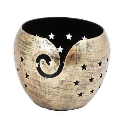 Yarn Bowl for DIY Knitting Crocheting Accessories Beautiful Handmade Golden Star Metal Designer Bowl Crochet Ideal Gift Item for Elders by A.F. Luxury Handicraft
