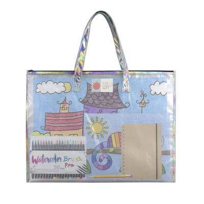 Transparent Art Portfolio Carry Bag Multipurpose Zippered Artist Portfolios Case Tote Drawing Board Poster Storage Bag with Pocket for Transport Storage Painting Sketching Drawing Art Supplies
