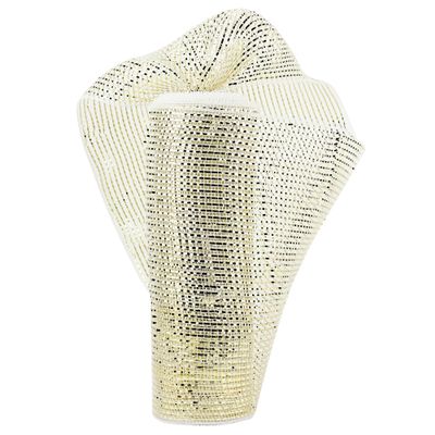 HUIHUANG Gold Mesh Ribbon for Christmas Tree, 10 inch White with Deluxe Gold Wide Foil Deco Mesh for Christmas, Wreaths Making Supplies, Tree Decor, Swags, Garland and Bows -10 Yards
