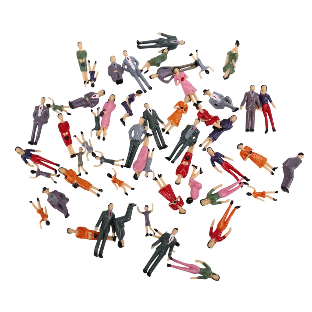 pizarra 50pcs G Scale 1:30 Mix Painted People Park Street Passenger Figures
