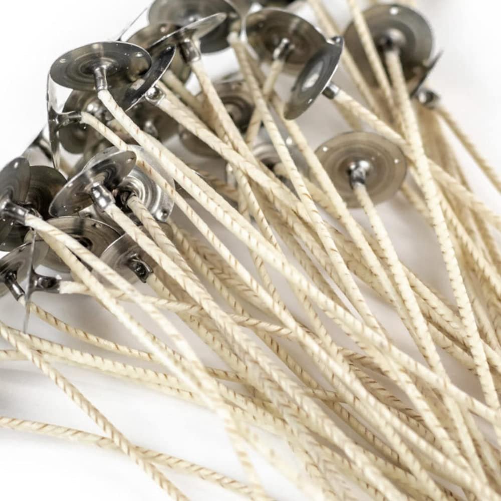 HTP Candle Wicks | 100 Pcs | 6 inch Pre-Waxed Candle Wicks for Candle Making (HTP 104)