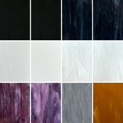 LITMIND 12 Sheets Stained Glass Variety Pack, 4 x 6 Inch Mosaic Glass Tiles for Crafts, Cathedral Glass, Art Glass for Stained Glass Making Projects, Assorted Colors and Patterns (Opaque)