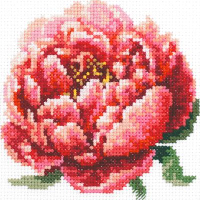 Magic Needle Zweigart Edition Counted Cross Stitch kit Red Peony, 11x11cm, DIY