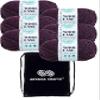 Lion Brand Wool Ease Thick & Quick Raisin 640-144 (6-Skeins - Same Dye Lot) #6 S Bulky Acrylic-Wool Yarn for Crocheting and Knitting with Project Bag view 1