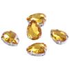 homeemoh Teardrop Rhinestone with Silver Claw 10pcs 18mm x 25mm, Sew on Glass Rhinestones Flatback Gems Craft Embellishments for Clothes,Yellow view 1