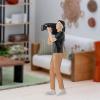 Menolana Hand Painted 1/64 Scale Models Figurine People Model Fairy Garden DIY Projects Dioramas Collectibles Layout Simulation Female Reporter Decor, Videographer view 2