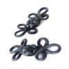 Chinese Frogs Button Closures Hook & Eye Fastener - Sewing Quilting Renaissance Dance Hawaiian Bridal Costumes Outfit Drapery Decor- Black-2 Pairs Small Size 3 Loops Design- FG156 view 3
