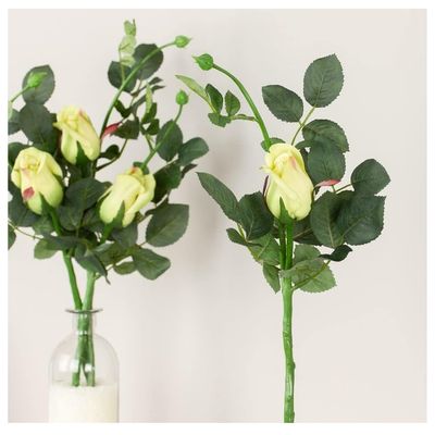 Factory Direct Craft Group of 4 Real Touch Spring Green Princess Mary Rose Bud Stems for Realistic Arrangements and Wedding Displays