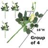 Factory Direct Craft Group of 4 Real Touch Spring Green Princess Mary Rose Bud Stems for Realistic Arrangements and Wedding Displays view 2