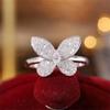 925 Sterling Silver Shiny Full Diamond Ring 18K Gold Butterfly Cocktail Rings Cubic Zirconia Promise Anniversary Rings CZ Diamond Ring Eternity Engagement Wedding Band Ring for Women Z.25 (US Code 7) view 2