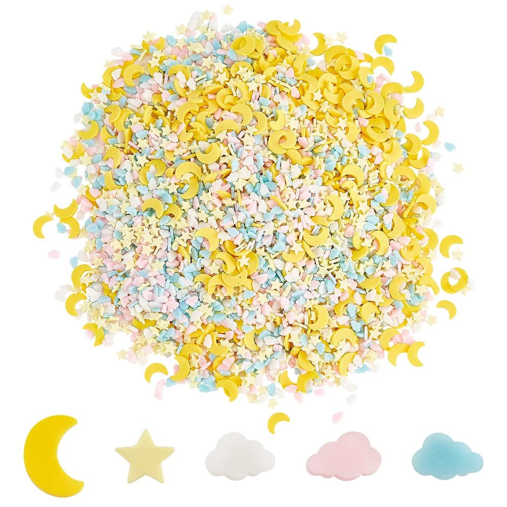 CRASPIRE 6611pcs Fake Sprinkles Polymer Sprinkles Faux Sprinkles Resin Sprinkles Clay Sprinkles Star & Moon & Cloud Fake Candy Sprinkles for Nail Art DIY Crafts Cake Phone Case