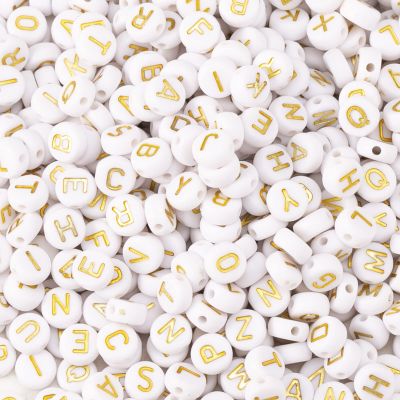 1000pcs 4x7mm Acrylic Alphabet Letter Beads A-Z Round Acrylic Letter Beads for Jewelry Making Alphabet Beads (White)