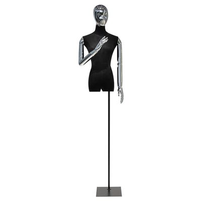 GXFWJD Mannequin Body Torso Height Adjustable with Black Square Stand Stand Dress Portable Displays Women for Sewing Maniquins Female with Suspension Galvanized arm (Color : Dark Grey)