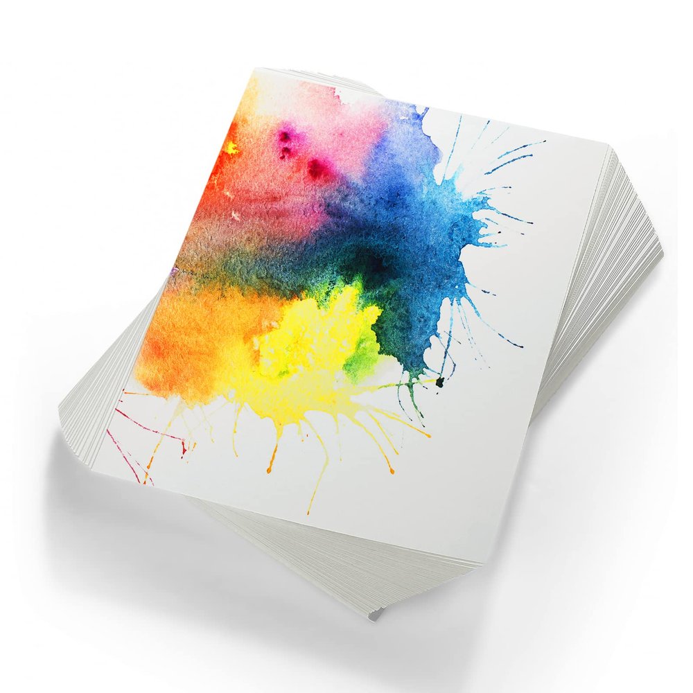 TecUnite 120 Sheets Cotton Watercolor Paper White Cold Press Loose Drawing Paper Bulk Back to School Gifts for Beginner Watercolorist Artists Adults, Drawing Craft Sketching(8 x 12 Inch)