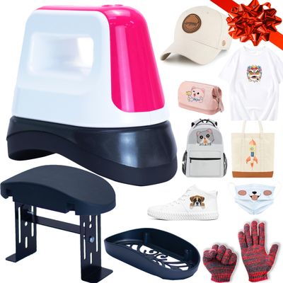 MEETDUMPL Mini Hat Press, Heat Press Machine for Caps, Shoes, Hats & Heating Transfer, Small Portable Iron, Ceramic Coated Heating Plate