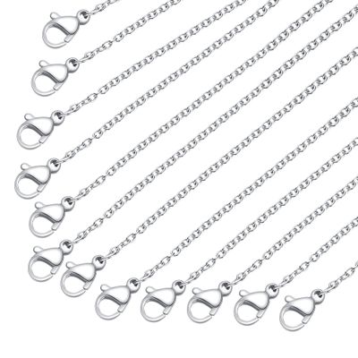 Stainless Steel Chain Bulk: LUCKYPADS Silver Chain Necklace Pack 1.5 mm Thin Chains 35 Pack Silver Cable Chains for Necklace Making (17 Inches)