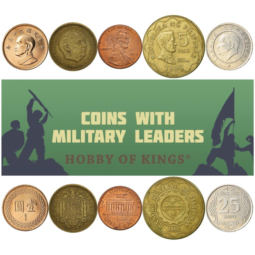 5 Coin Collection | Military Leaders | Generals | Dictators | Revolutionaries | Presidents | Heroes | Political Leaders | Heads of State