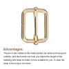 uxcell Slides Buckles, 30pcs 20x20x3.8mm Metal Rectangle Adjuster Triglides Slide Buckle Roller Pin Buckles Slider Strap Adjuster for Belt Bags DIY Accessories, Gold Tone view 3