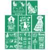 JAJADO Cat and Dog Theme Silk Screen Stencil 8pcs, Pet Animals Bundle Chalk Mesh Transfers Reusable Self-Adhesive Screen Printing Stencils for Wood, Fabric, Pillow, Wall DIY Home Decor view 1