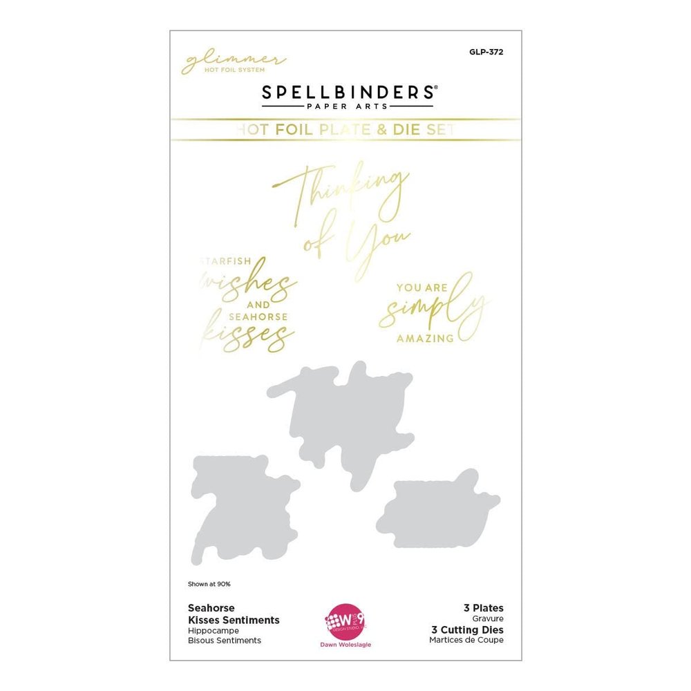 Spellbinders Glimmer Hot Foil Plate & Die - Seahorse Kisses Sentiments