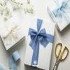 Vitalizart Blue Handmade Chiffon Silk Ribbon Fringe 1.5" x 21 Yd Dusty & Baby Blue Frayed Edges Ribbons for Wedding Invitations Bridal Bouquets Gifts Wrapping Crafts Holiday Party Decorations view 4