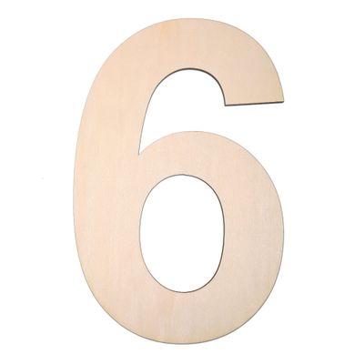 12 Inch Wooden Number 6, 1/4 Inch Thick Large Unfinished Wood Letter for DIY Crafts Home Wall Decor