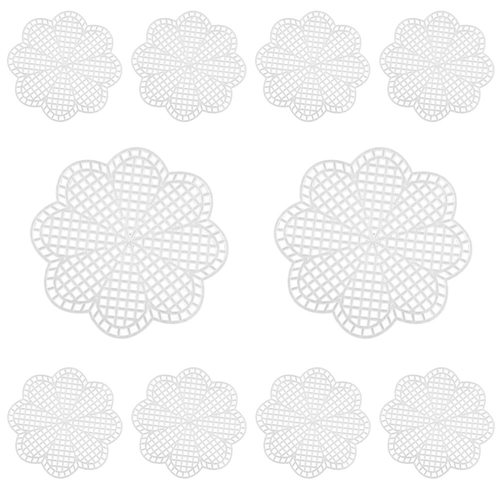 Hordion 10 Pcs 7 Count 3 inch Mesh Plastic Canvas Flower Sheets, Blank Needlepoint Canvas for Embroidery, White Cross Stitch Plastic Mesh for DIY, Crochet Projects, Yarn Crafting, Knit, Needlework