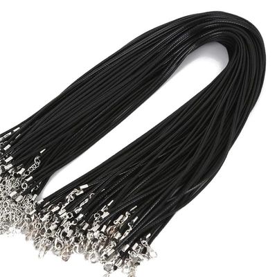 HXSCOO 100pcs/Lot Bulk 1-2MM Black Wax Leather Snake Necklaces Cord String Rope Wire Extender Chain for Jewelry Making (Size : 55cm, Color : 2MM)