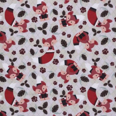 Mook Fabrics Flannel PRT Fox, Grey Cut by The Yard