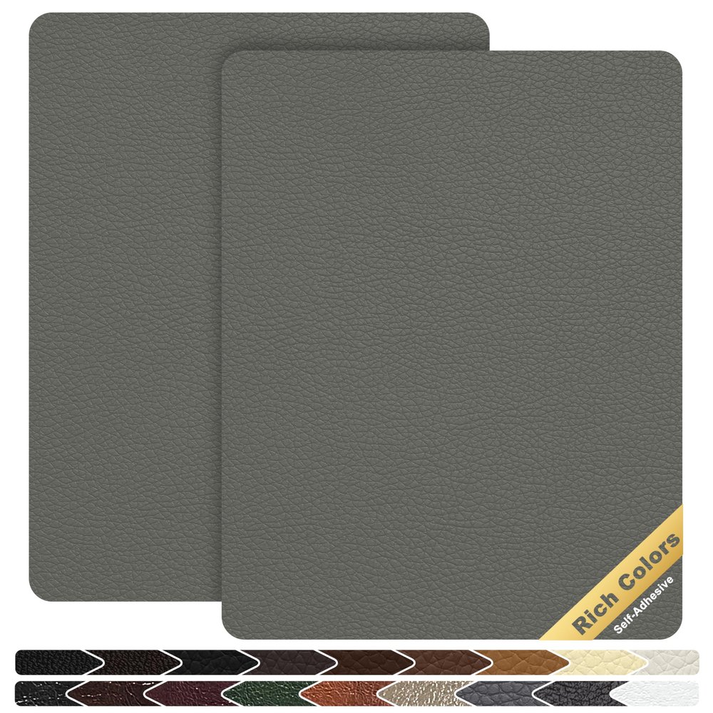KING MOUNTAIN Leather Repair Patch,2 Packs 9 x 11 Inches self Adhesive Leather Repair Tape for Damaged Leather Furniture, Sofa Seating,Car Seats, Leather GoodsGray