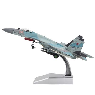 TANG DYNASTY(TM 1:100 Sukhoi Su-35 Fighter Attack Metal Plane Model with 2 Stands,Russian Air Force,Military Airplane Model,Diecast Plane,for Collecting and Gift (Blue)