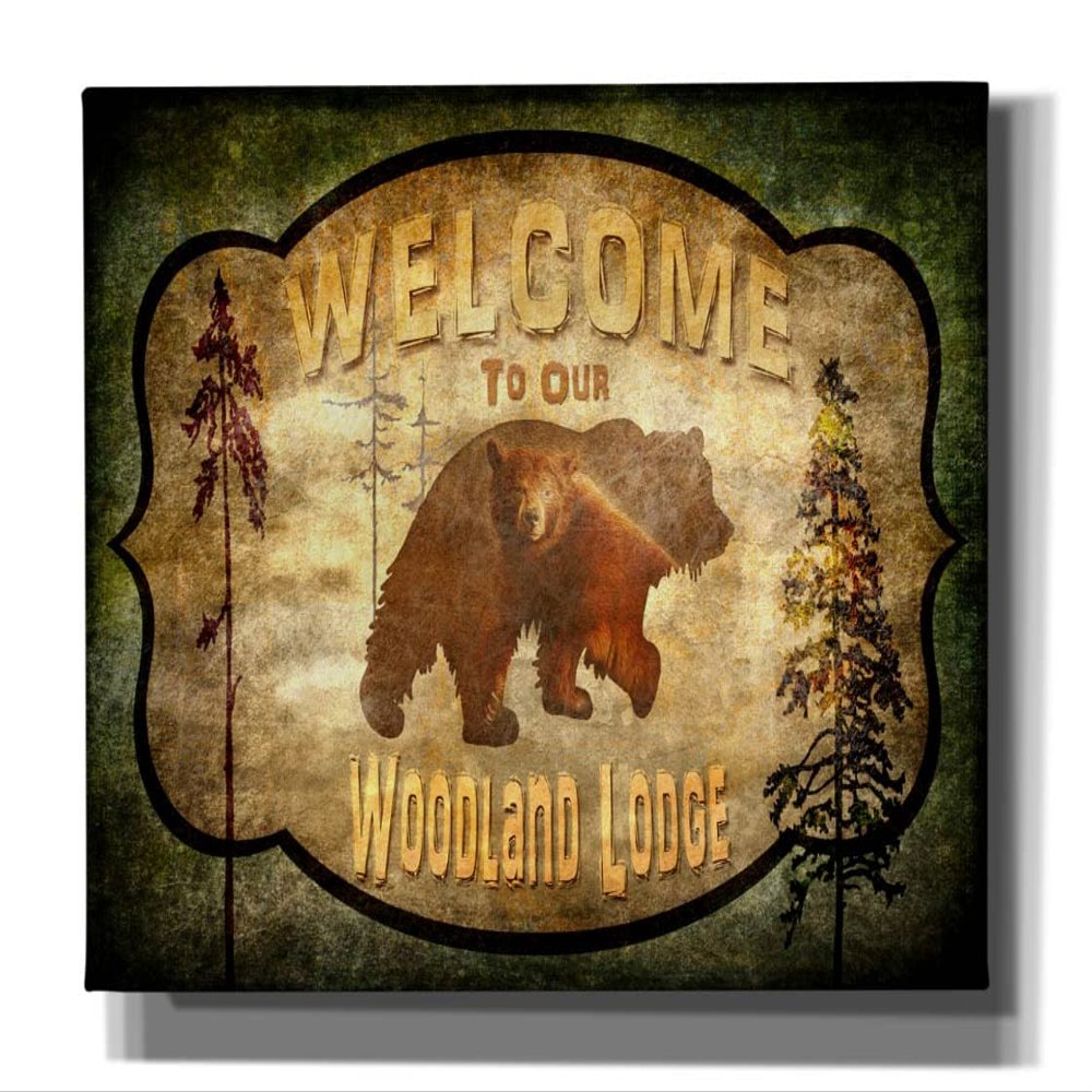 Epic Graffiti 'Welcome Lodge Bear' by Lightbox Journal, Canvas Wall Art, 40"x26"